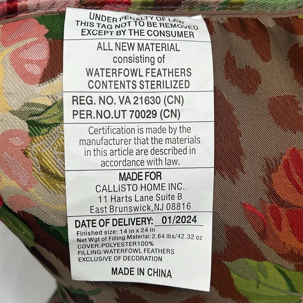 Callisto Home Maximalist Floral Print Decorative Rectangular Lumbar Pillow 14x24